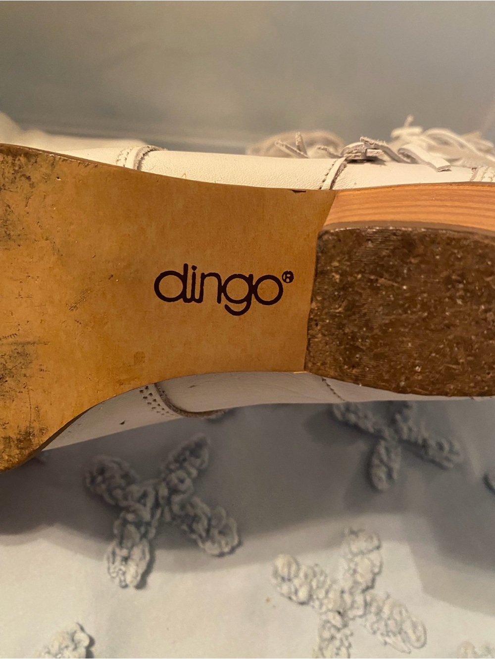 Dingo, white leather fringe cowboy boots size 6, Preloved - Picture 12 of 16